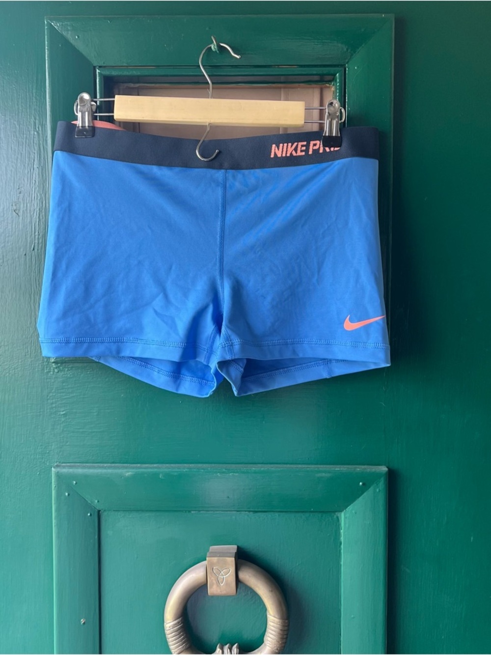 Nike Pro Blue Compression Shorts with Coral Waistband extra large size